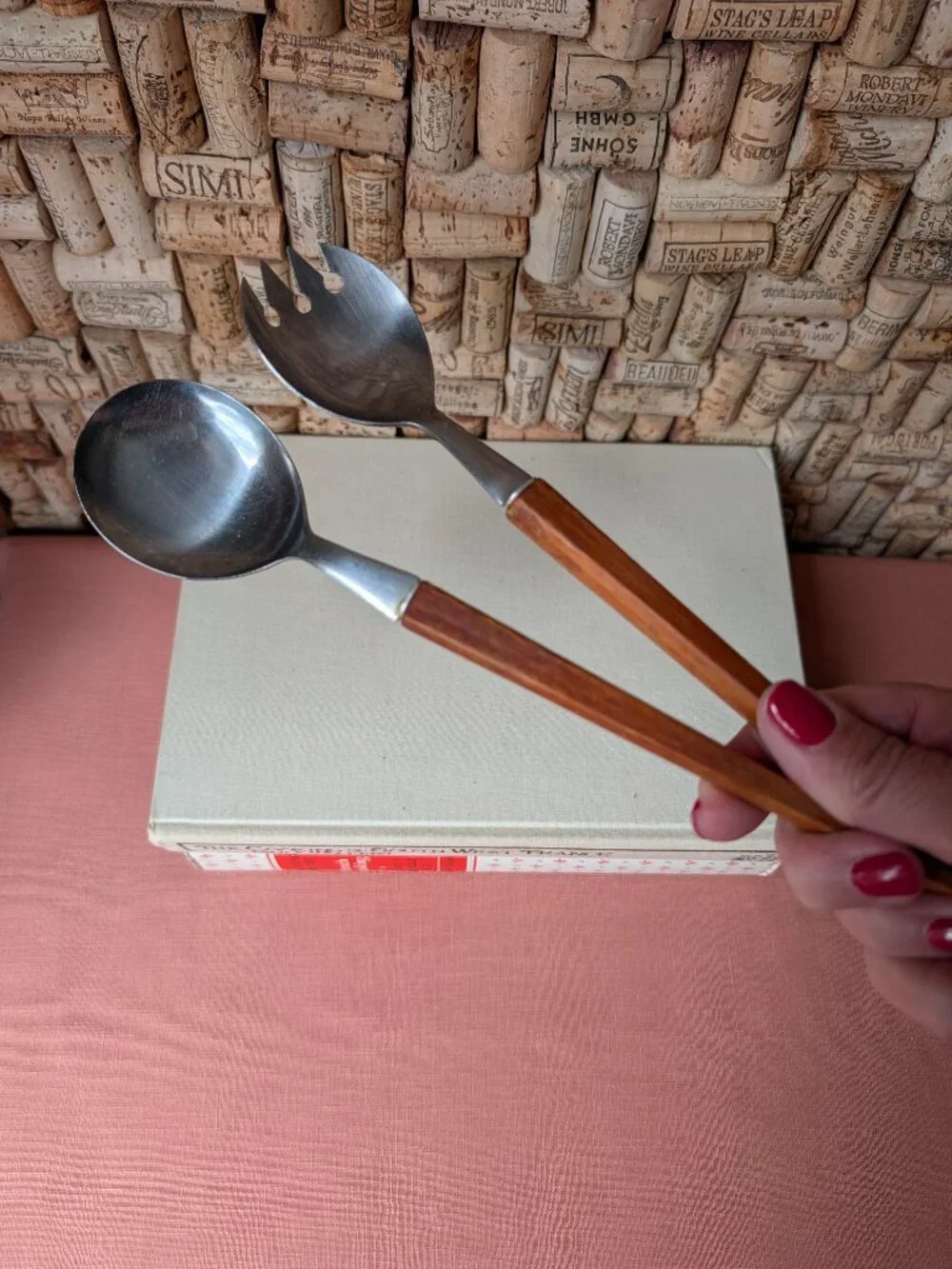 Vintage Stainless Steel and Teak Salad Servers | Japan Mid Century Modern